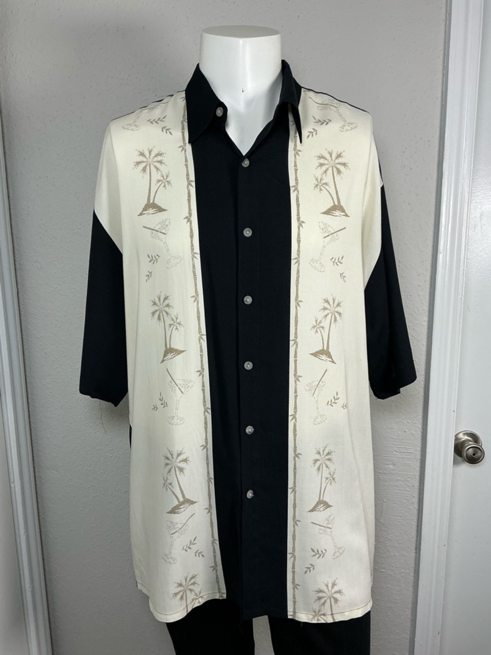 Pierre Cardin Black and Heather Gray Button-Up Shirt